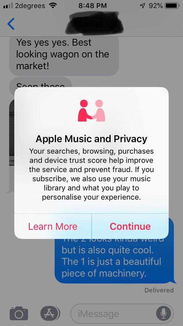 Flattering popup Apple itself uses