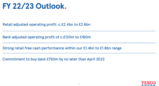 Tesco FY2022/23 Guidance