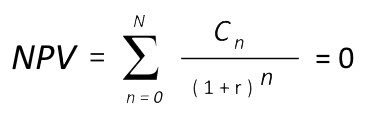 Formula for calculating IRR