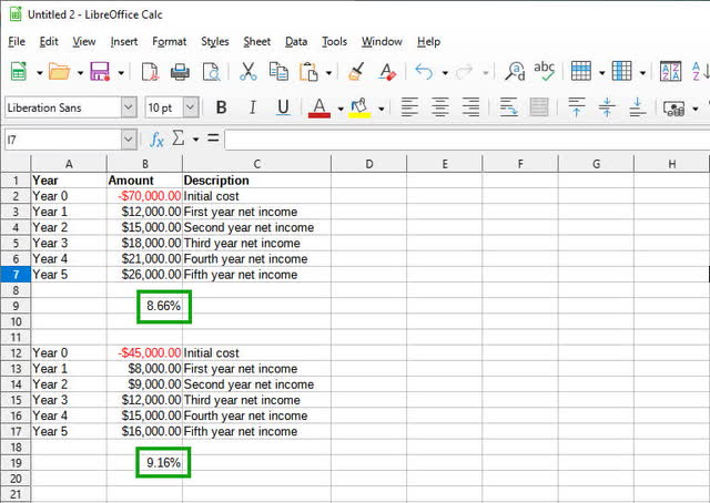 Calculating IRR with a spreadsheet