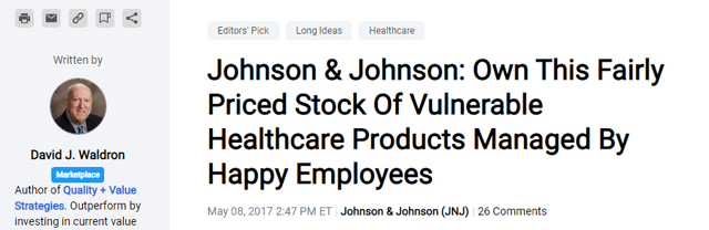 Johnson & Johnson: Own This Fairly Priced Stock Of Vulnerable Healthcare Products Managed By Happy Employees