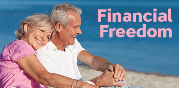 a happy elderly couple enjoying financial freedom