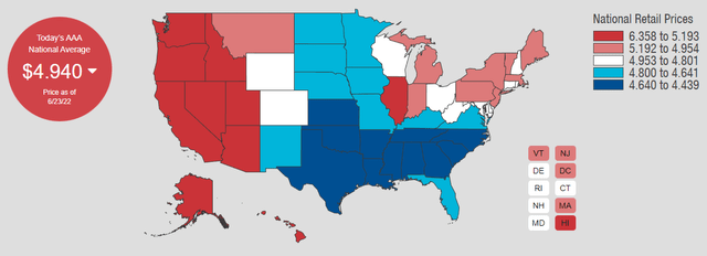 Gasoline prices per gallon