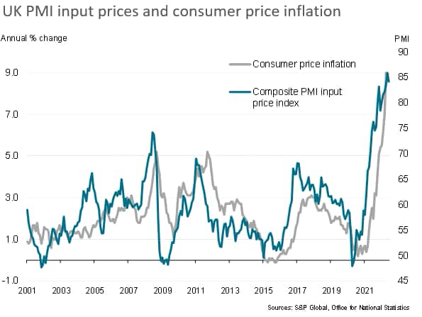 UK PMI input prices and consumer price inflation