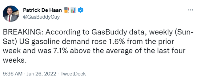 Gasbuddy data for week of Jun 25th