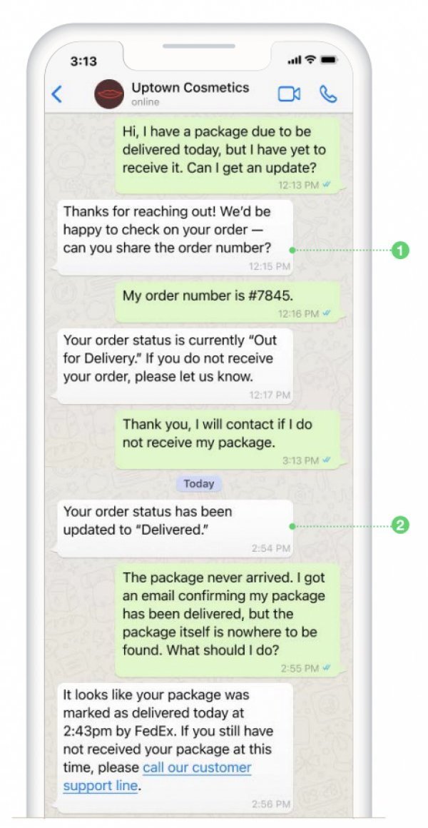WhatsApp package delivery messaging