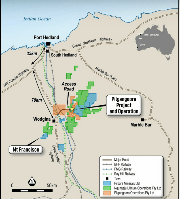 Location map of the Pilgangoora Operation and surrounding areas