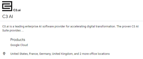 C3.ai on Google partner site