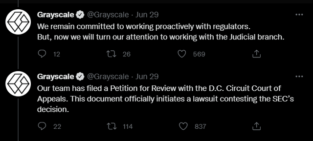 Grayscale Tweet GBTC Litigation