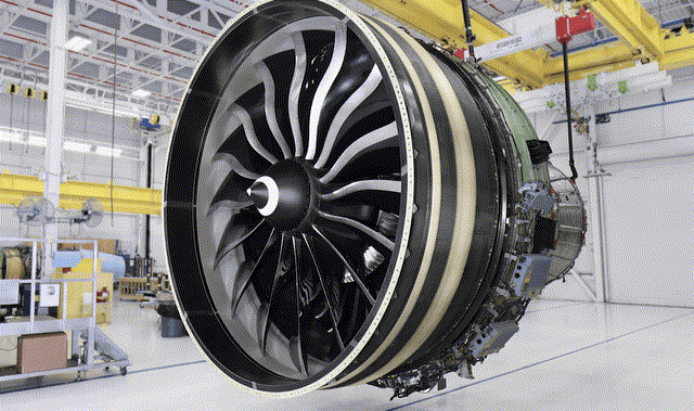 GE9X turbofan engine aircraft