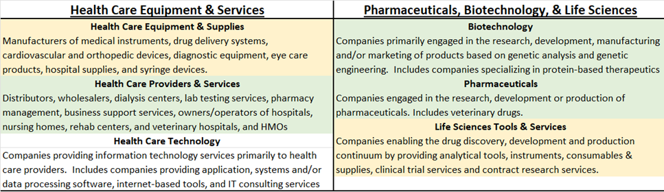 healthcare industry group and industry descriptions