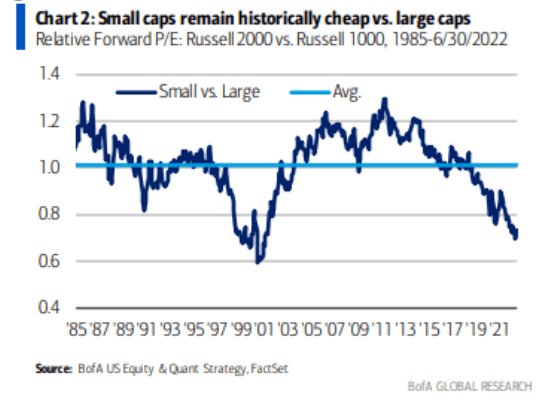 Small caps remain historically cheap vs large caps