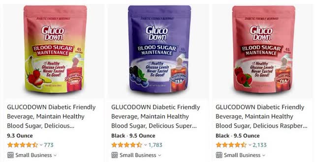 Screenshot of GlucoDown® on Amazon