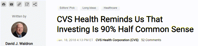 CVS Health Reminds Us That Investing Is 90% Half Common Sense