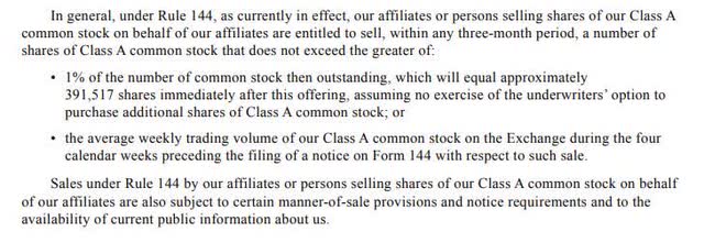 Description of share sale policy