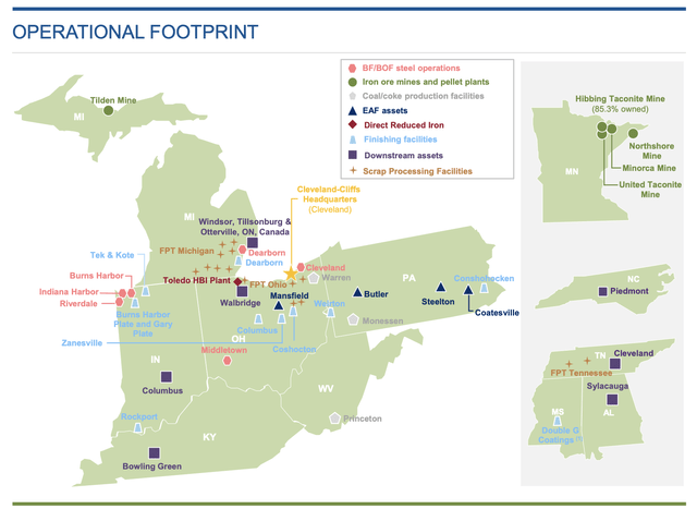 Cleveland-Cliff's operational footprint
