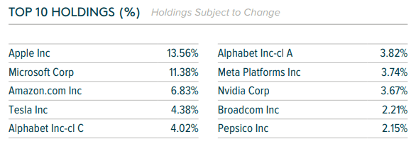 QYLD top 10 holdings
