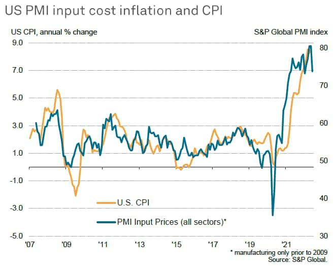 US PMI input cost inflation and CPI