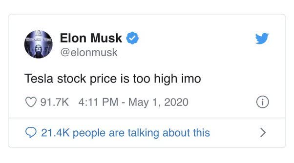 Tweet by Elon Musk