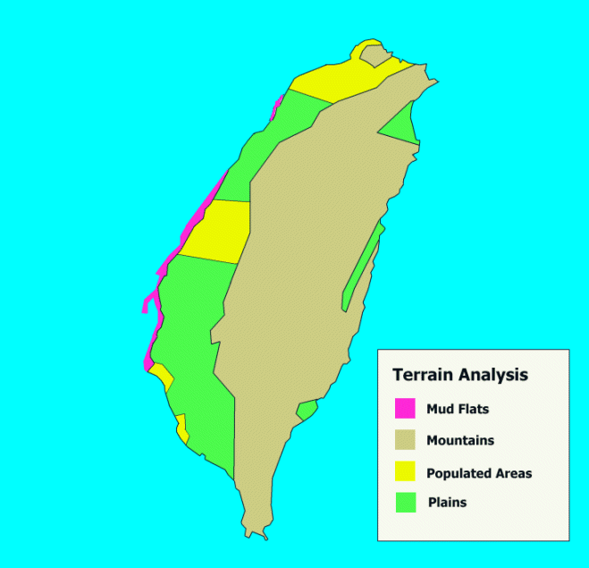 Taiwan terrain map