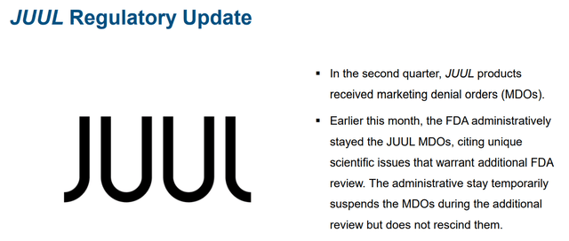 JUUL regulatory update