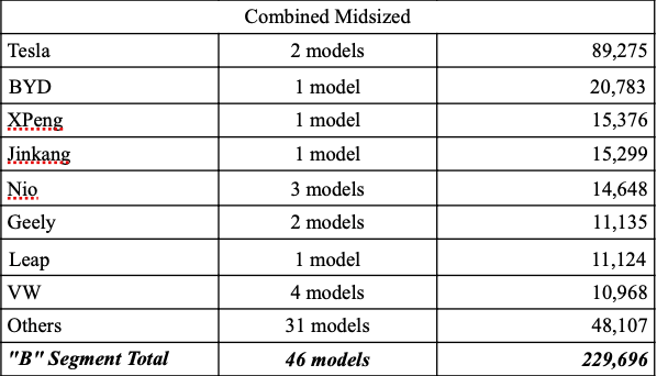 NEV midsized vehicle segment