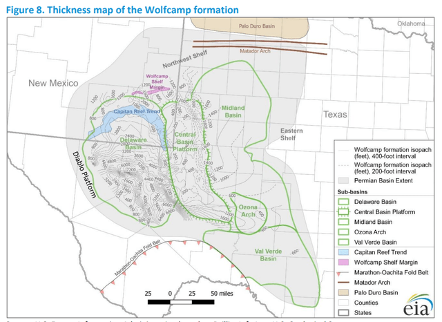 Thickness map of Wolfcamp