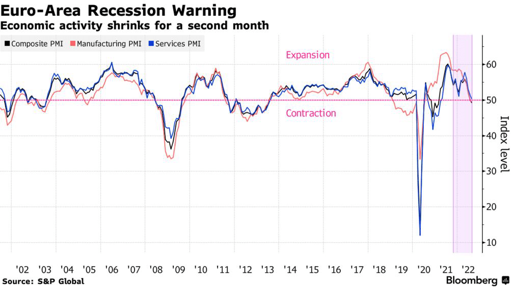 Eurozone PMI shows activity down for second month due to compressing inflation