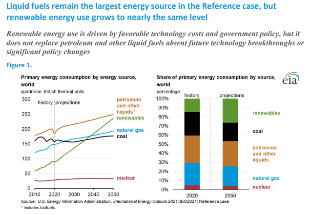 Liquid fuels remain the largest source of primary energy