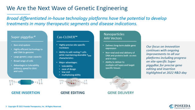 Poseida's Three Platforms of Genetic Engineering