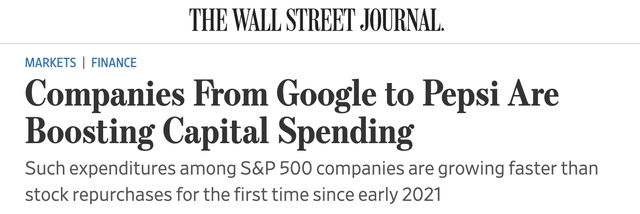 Companies from Google to Pepsi are boosting capital spending