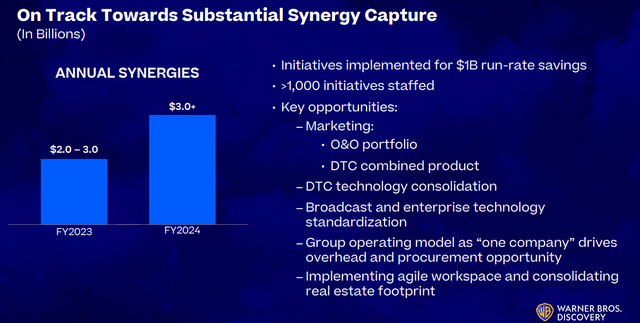 Synergies capture as per the WBD Q2 Earnings Presentation