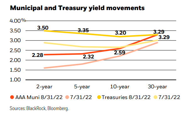 Municipal and treasury yield movements