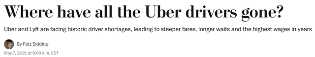Uber Drivers shortage