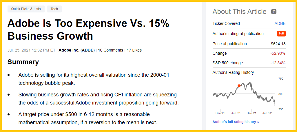 Seeking Alpha - Paul Franke, Adobe Article July 2021