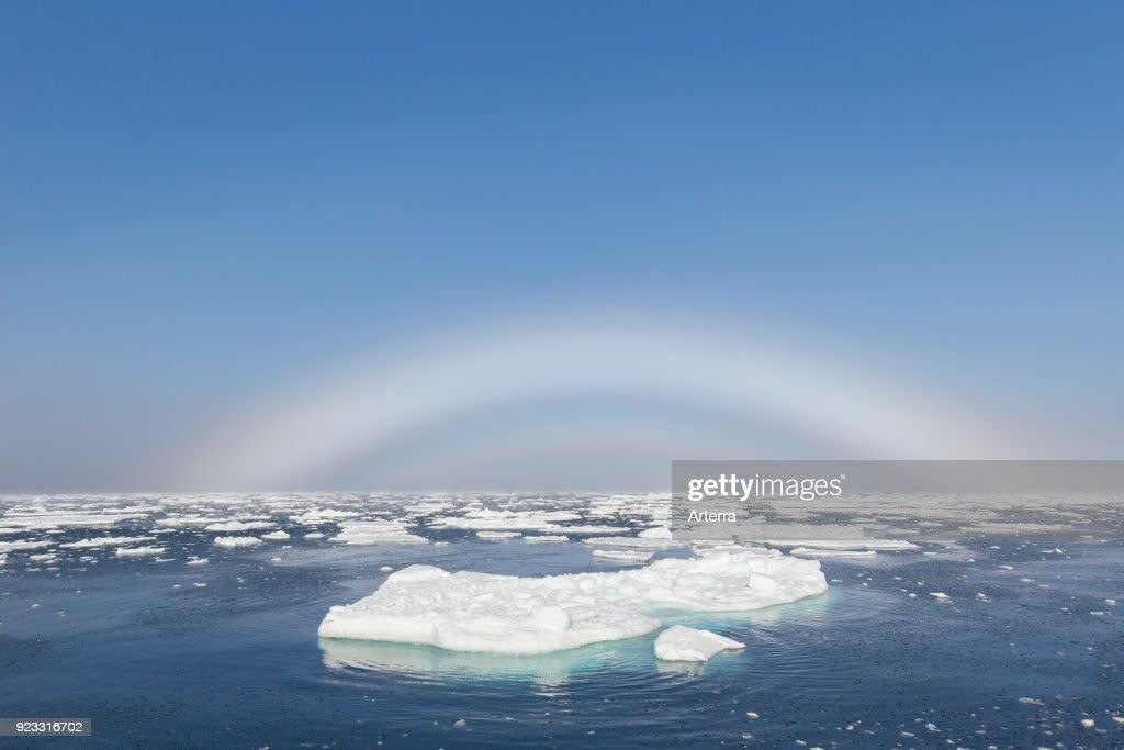 Fogbow over the Arctic Sea at Svalbard.
