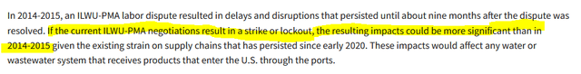 ILWU strike impact: extract from ILWU union website