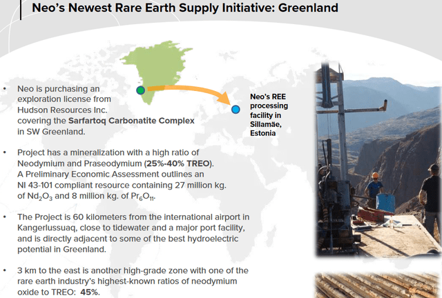 Neo's Greenland potential source of NdPr