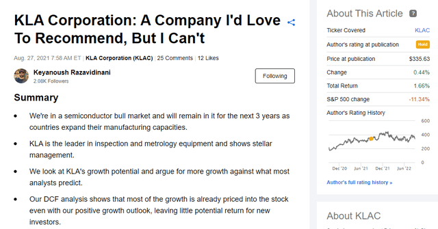 KLA Corporation - Keyanoush's Article from 2021