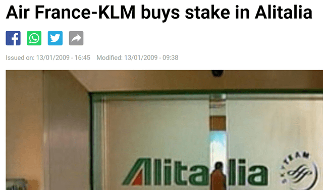 Air France-KLM entre au capital d'Alitalia