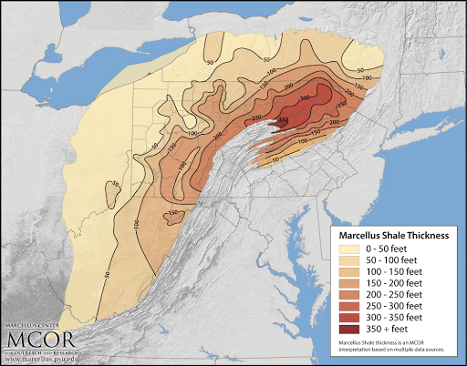 Map of Marcellus gas formation