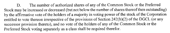 Article D of AMC Articles of Incorporation