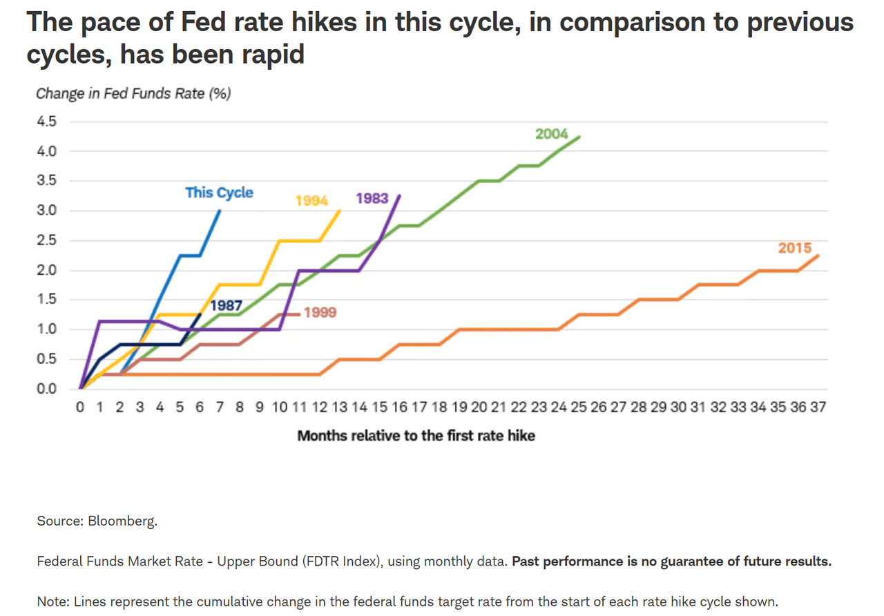 Fed rate tightening cycles by speed