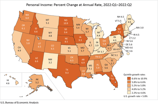 Personal Income Percent Change at Annual Rate 2022Q2 - 2022Q3