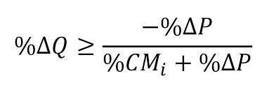تقول صيغة حجم المانع أن النسبة المئوية للتغير في الكمية (<a href =