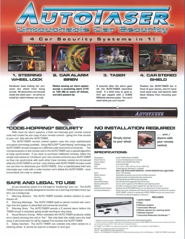 Taser's marketing material for Auto-Taser