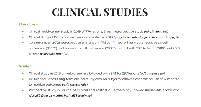 clinical studies supporting Sensus cancer and keloid treatment