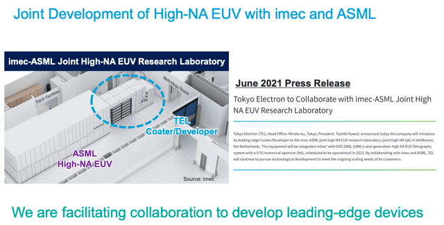 slide from the earnings presentation showing a picture of ASML's planned new High-NA EUV device