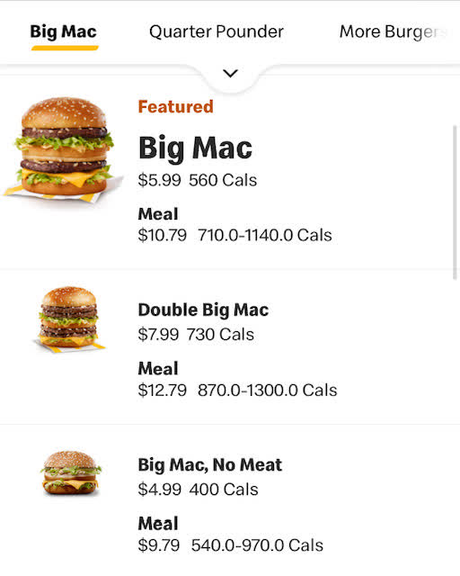 Mcdonald's menu prices in Canada