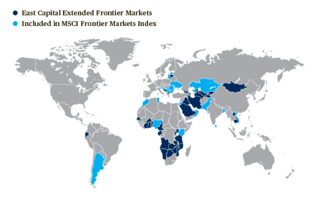 Map of world frontier markets